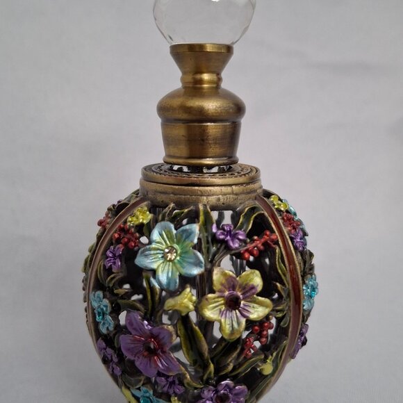 Vintage Yu Feng Flower Glass Perfume Bottle - Picture 3 of 6